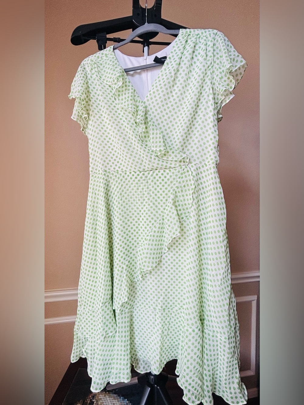 Maison Tara Light Green Polka Dot Dress